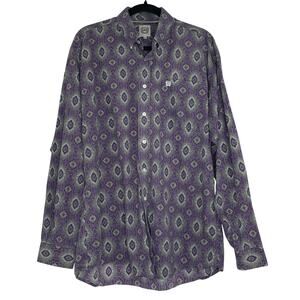 Cinch purple print long sleeve button up men's western shirt Medium 100% Cotton